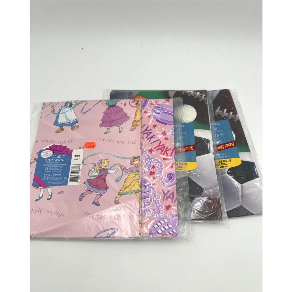 4 Packs Vintage Forget Me Not Gift Wrap Girls And Boys Themes